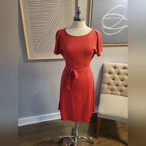 Orange Scoop Neck Dress